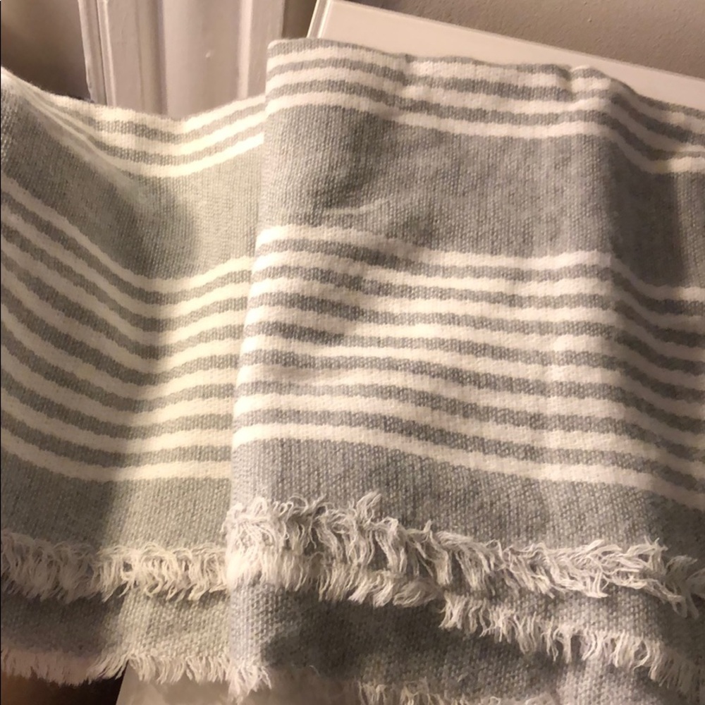 Gray and white stripe soft scarf from Paris
